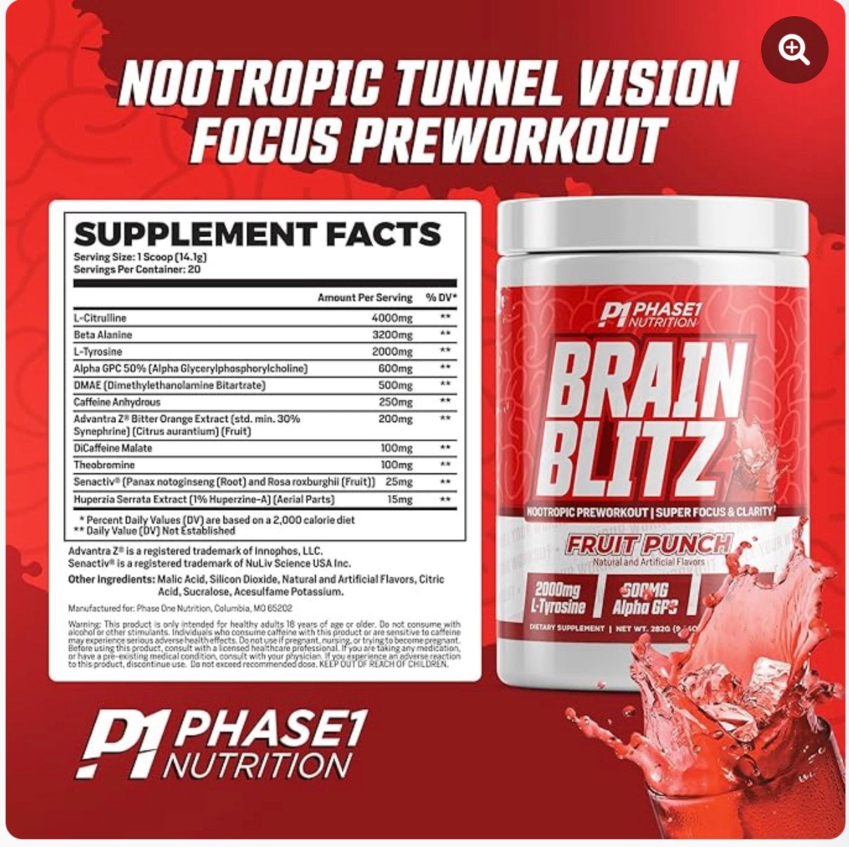P1 : BRAIN BLITZ®
Nootropic Focus Preworkout