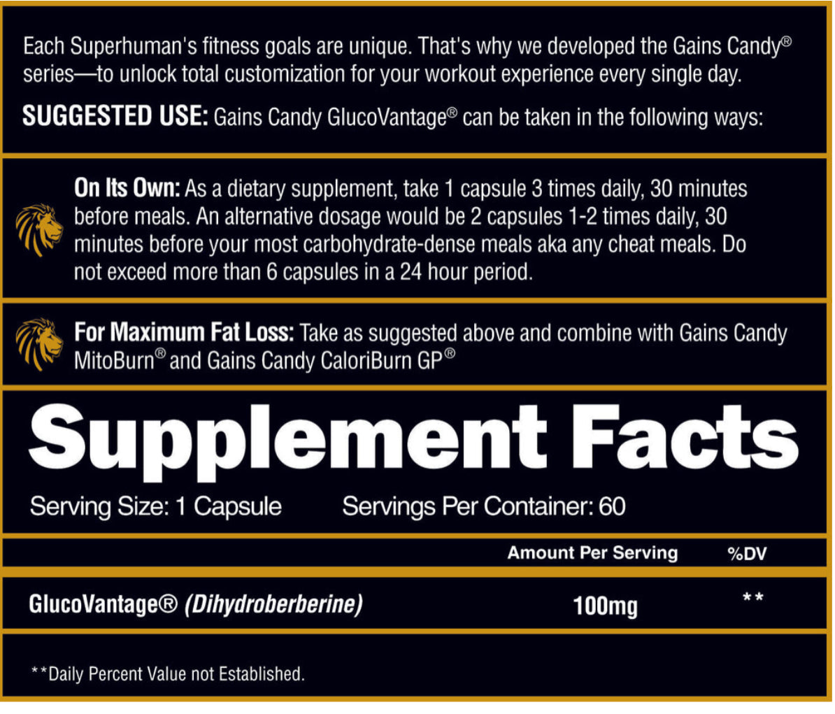 ALPHA LION GAINS CANDY™ GLUCOVANTAGE™ - Insulin Mimicker For Fat Loss & Muscle Building